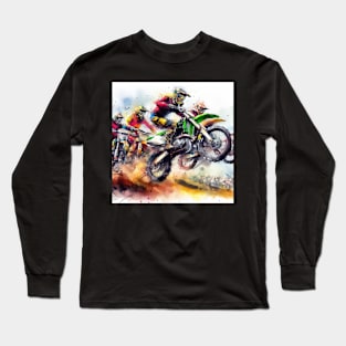 Artistic illustration of motocross riders Long Sleeve T-Shirt